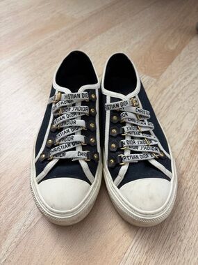 Dior Black Canvas Low-Top Sneakers with Cream Trim